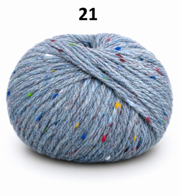 Super Tweed blauw-grijs gemêleerd garen met kleurrijke tweed spikkels