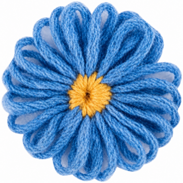 Blauwe garenbloem met geel hart – Flower Loom voorbeeld