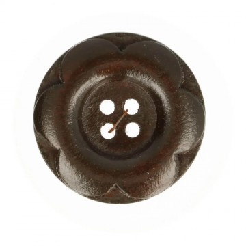 Houten knoop bloem 30 mm bruin
