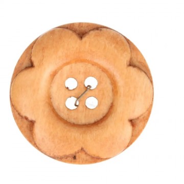Houten knoop bloem 30 mm naturel