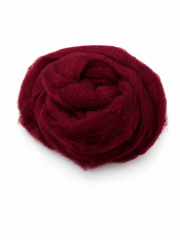 Corriedale kaardvlies in lont bordeaux – 25 gram