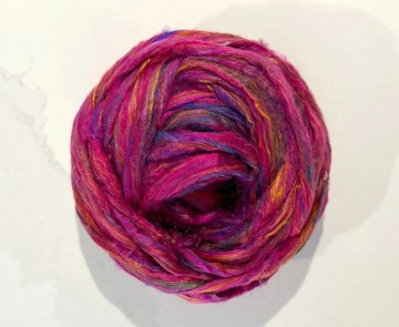 Sari silk fuchsia kleurig