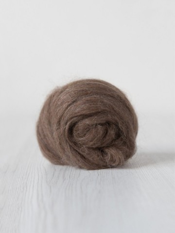 Alpaca lontwol bruin grijs 23,5 micron zachte wol