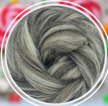 Lontwol mix van witte, grijze en zwarte IJslandse wol