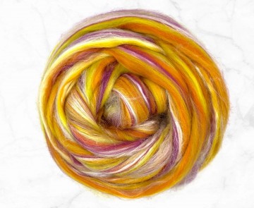 Tussah Merino lontwol mix Noord-Brabant – roze oranje merino lontwol met tussah zijde