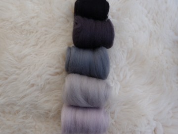 Merino lontwol kleuren-set grijs/zwart