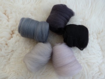 Merino lontwol kleuren-set grijs/zwart