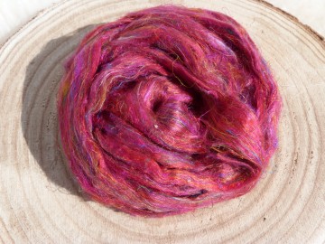 Sari silk fuchsia kleurig