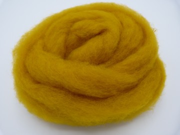 Corriedale kaardvlies in lont oker geel