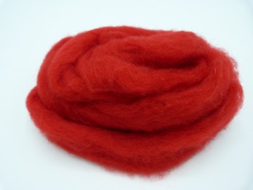 Corriedale kaardvlies in lont rood