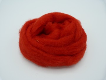 Corriedale kaardvlies in lont oranje-rood