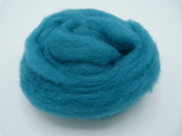 Corriedale kaardvlies in lont turquoise