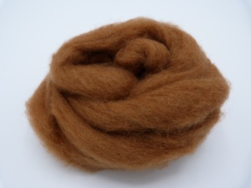 Kaardvlies Corriedale in lont getrokken licht-bruin