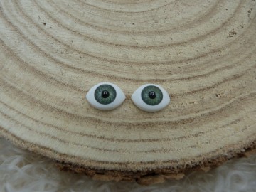 Plastic oogjes grijs/groen 7/9 mm