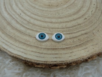 Plastic oogjes blauw/groen 9 mm