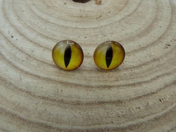 Glazen gekleurde katten oogjes geel op pin 10/16 mm