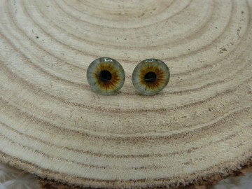 Glazen gekleurde oogjes grijs/bruin op pin 10/16 mm
