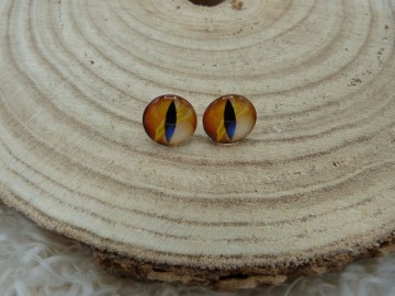 Glazen gekleurde katten oogjes oranje/geel op pin 10/16 mm