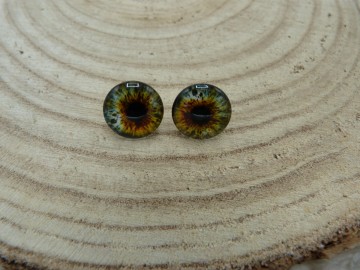 Glazen gekleurde oogjes oranje/bruin/grijs op pin 10/16 mm