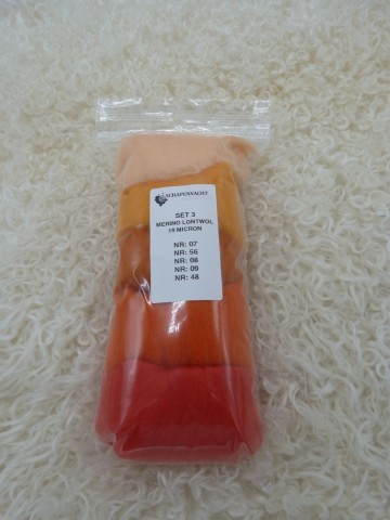 Merino lontwol 19 micron kleurenset 3