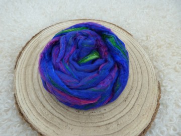 Sari zijde paars/groen/roze kleurig