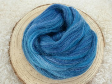 Blauw gemêleerde sokkenwol
