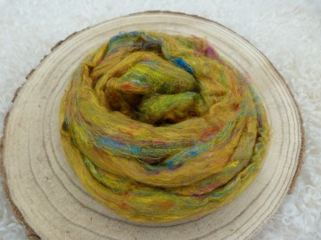 Sari silk geel/groen gemêleerd