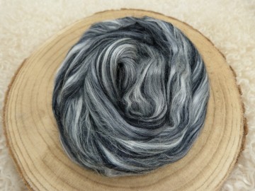 Gekleurde bamboo mix in lont zilvergrijs/zwart