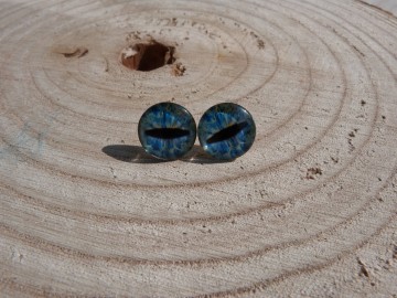 Glazen oogjes op pin Blauw/wit