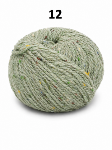Super Tweed licht groen gemêleerd garen met kleurrijke tweed spikkels