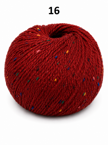 Super Tweed rood gemêleerd garen met kleurrijke tweed spikkels