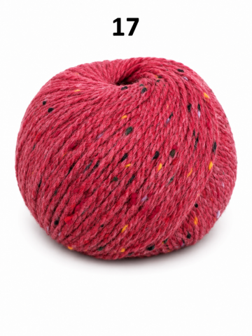 Super Tweed roze-rood gemêleerd garen met kleurrijke tweed spikkels