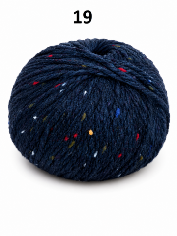 Super Tweed marineblauw gemêleerd garen met kleurrijke tweed spikkels