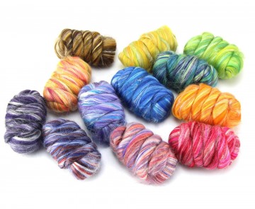 Tussah Merino lontwol complete set – 12 kleuren merino & tussah zijde